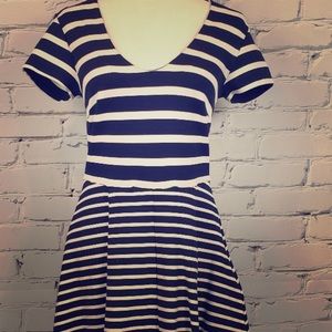 Joie Navy and White Stripe Shortsleeve Dress
